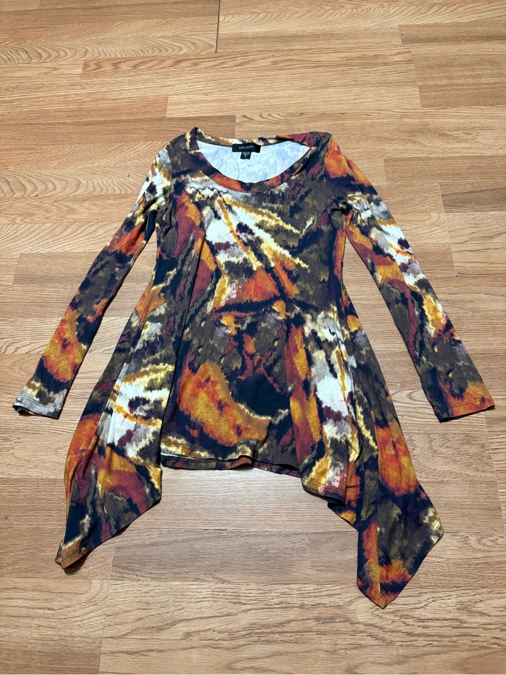 Karen Kane Multicolor Abstract Handkerchief Hem Tunic - Autumn Hues